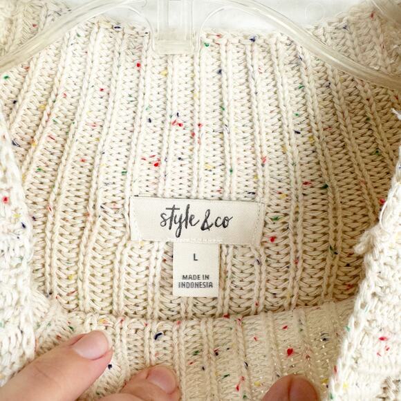Style & Co Funnel Neck Tightly Knit Confetti Sweater Cotton Feminine Size Large - Picture 10 of 13